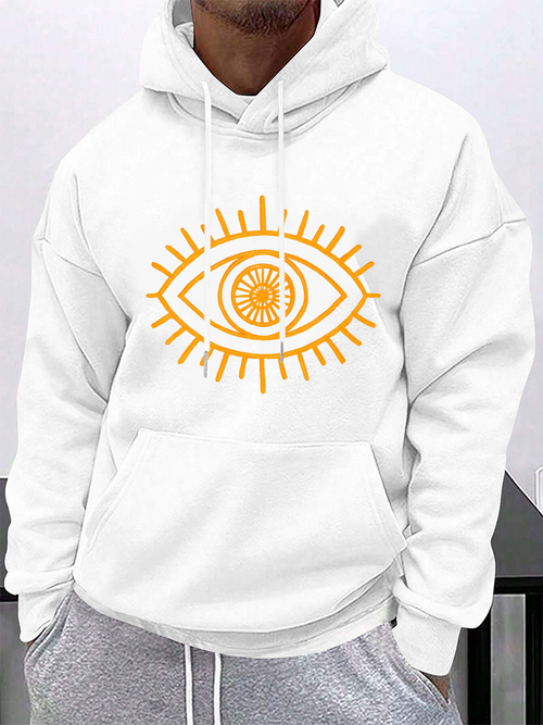 Men's Graphic Hoodie Radiant Sun Rays Emanating From Stylized Open Eye