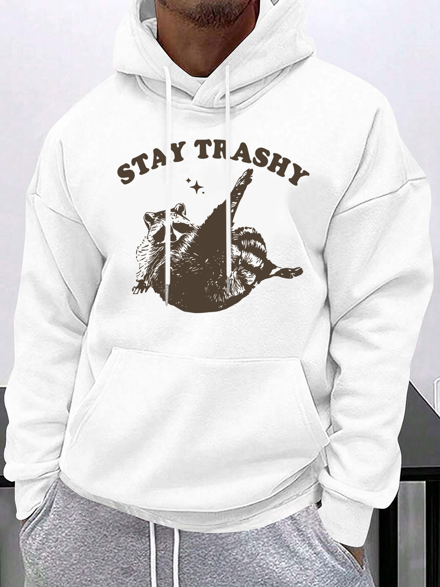 Men's Graphic Hoodie Stay Trashy With Cute Raccoon Holding Banana
