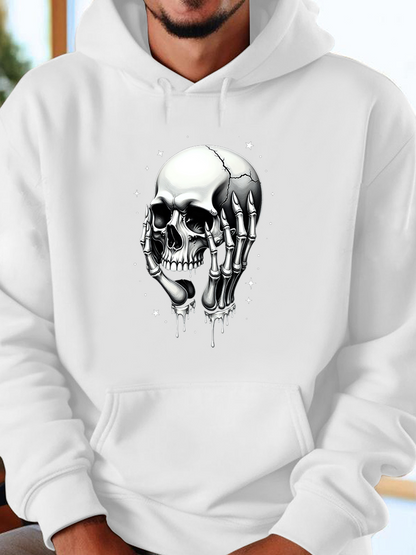 Men's Graphic Hoodie Surreal Metallic Bones Dripping With Abstract Skull