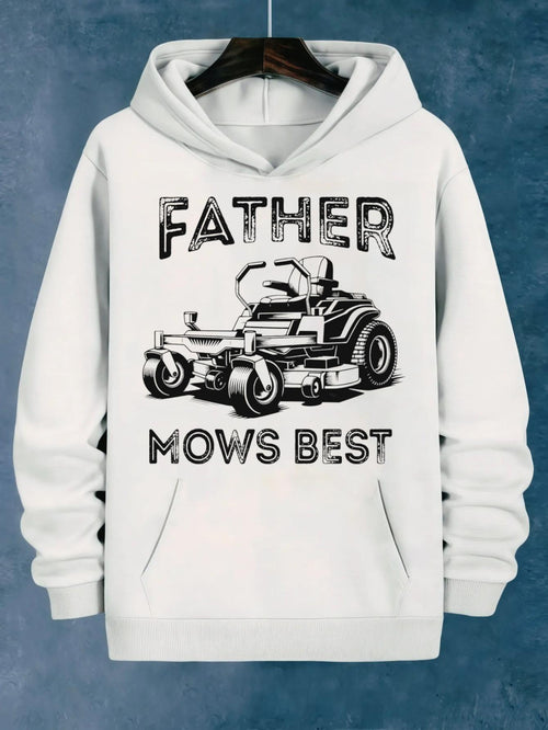 Women's Graphic Hoodie Father Mows Best Retro Illustration Of Riding Lawnmower