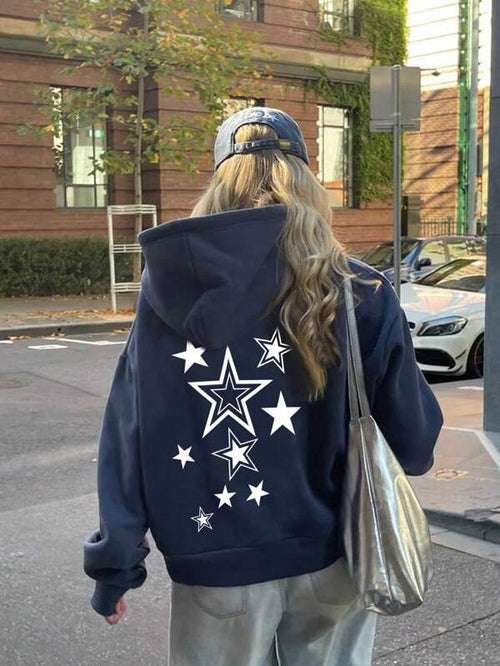 Men's Graphic Hoodie Scattered White Starburst Among Dark Midnight Sky Hoodie