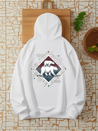 Women's Graphic Hoodie Stylized Ice Mountain Landscape With Snow Arctic Waves Polar Bear
