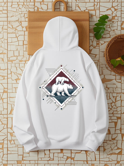 Women's Graphic Hoodie Stylized Ice Mountain Landscape With Snow Arctic Waves Polar Bear
