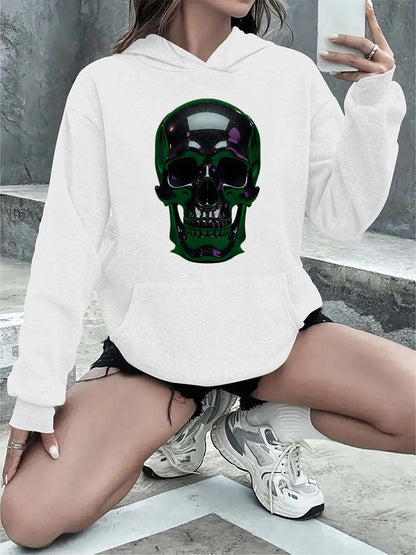 Women's Graphic Hoodie Dark Emerald Reflections With Shining Depths On Skull