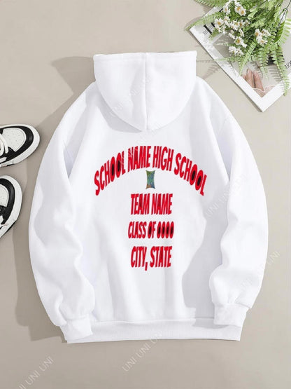 Women's Graphic Hoodie School Name High School Team Name Class Of 0000 City State Minimal Red Text Hoodie