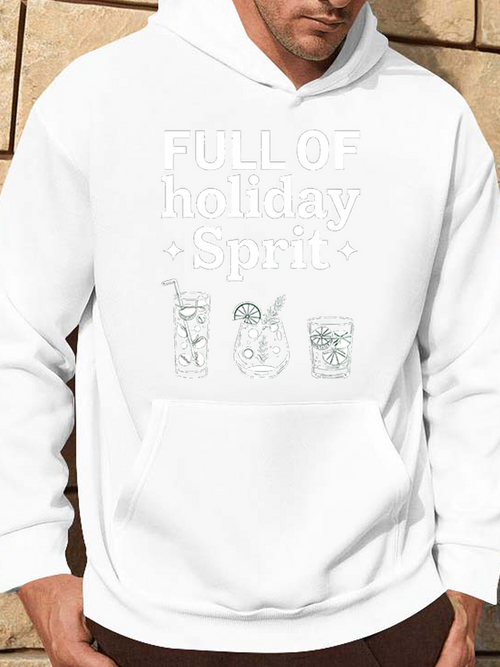 Men's Graphic Hoodie Full Of Holiday Spirit Festive Cartoon Drinks Among Snowflakes Joyful Hoodie