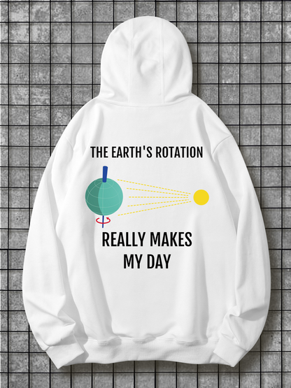 Men's Graphic Hoodie The Earths Rotation Really Makes My Day With Sun Rays And Simple Blue Green Planet