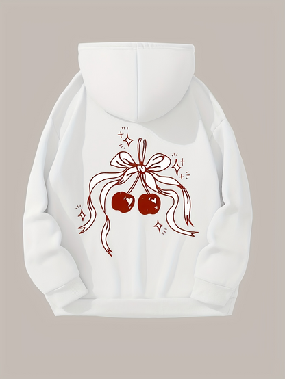 Women's Graphic Hoodie Playful Ribbons And Sparkling Stars With Shiny Cherries