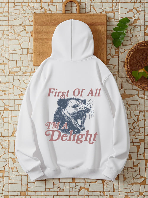 Women's Graphic Hoodie First Of All Im A Delight Fierce Opossum Wearing A Spiked Collar