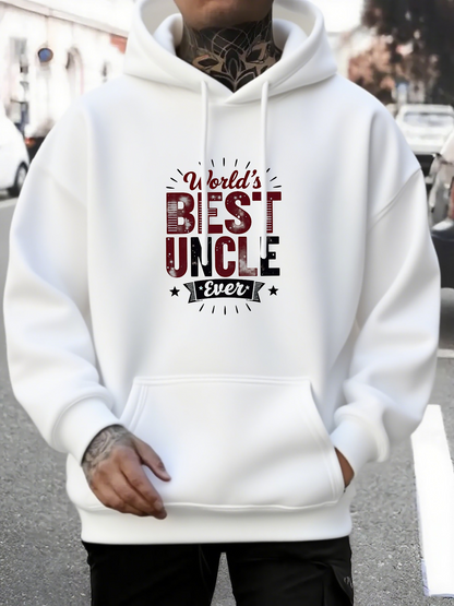 Men's Graphic Hoodie Worlds Best Uncle Ever Lettering Stars White Hoodie