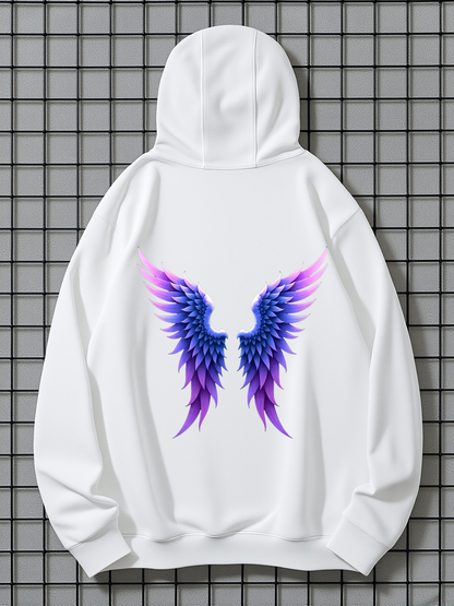 Men's Graphic Hoodie Vivid Gradient Feathers With Ethereal Glow Forming Angelic Wings