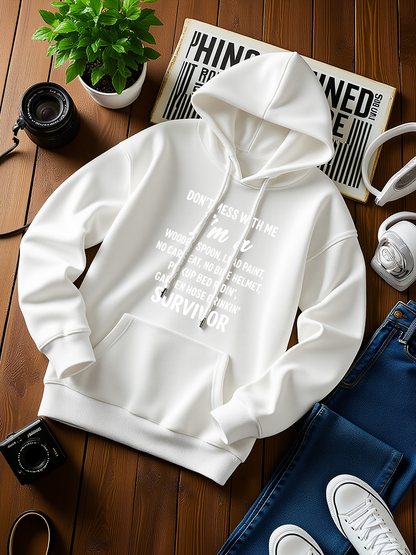 Men's Graphic Hoodie Inspirational Message In Bold White Letters Survivor Hoodie