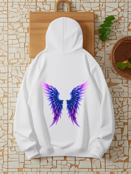 Women's Graphic Hoodie Vivid Gradient Purple Feathered Wings Glow On Hoodie