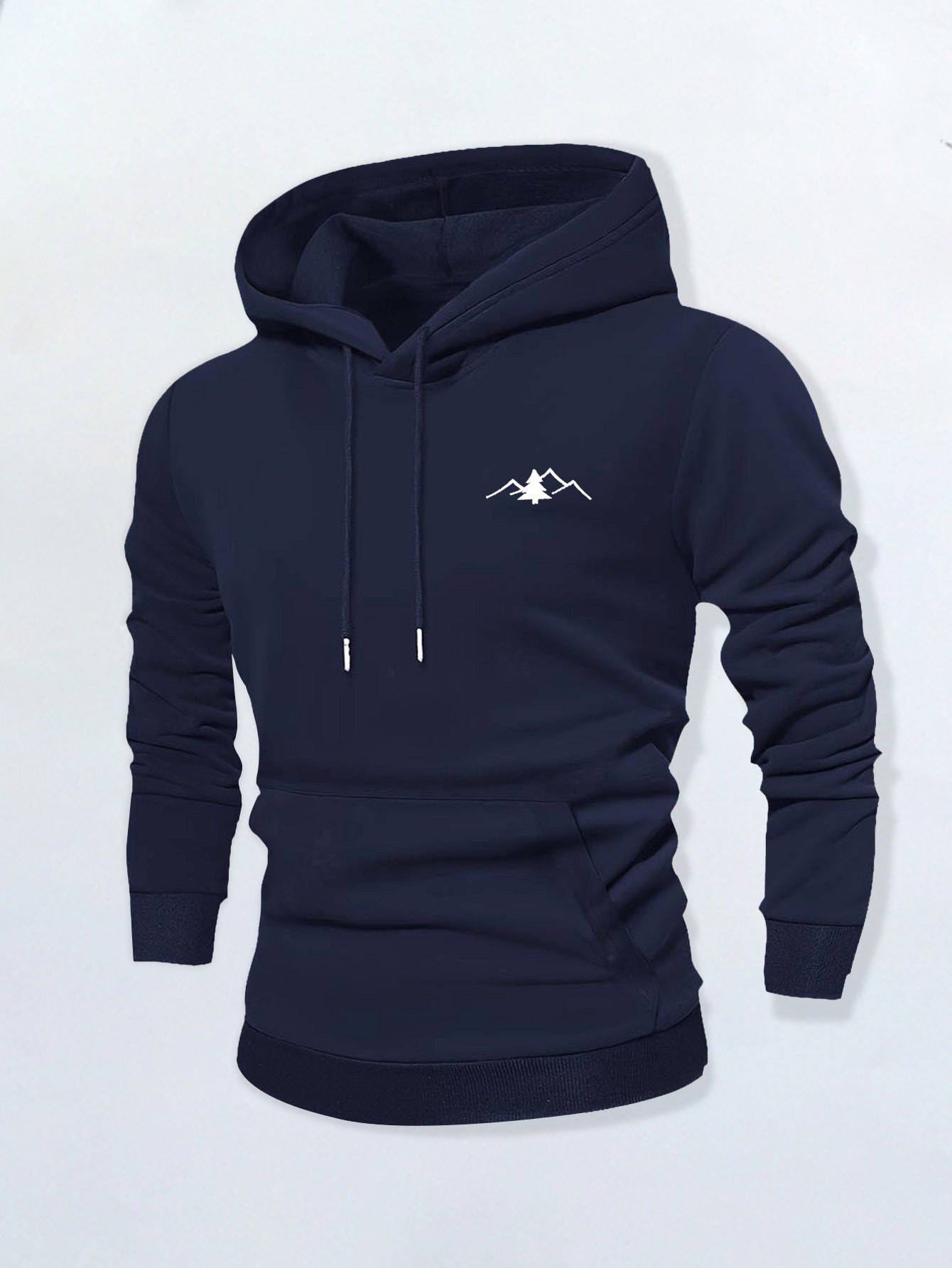 Men's Graphic Hoodie Minimalist White Contour Lines With Angular Mountain Peaks Hoodie
