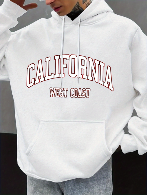 Men's Graphic Hoodie California West Coast Classic Letterman Pullover Hoodie