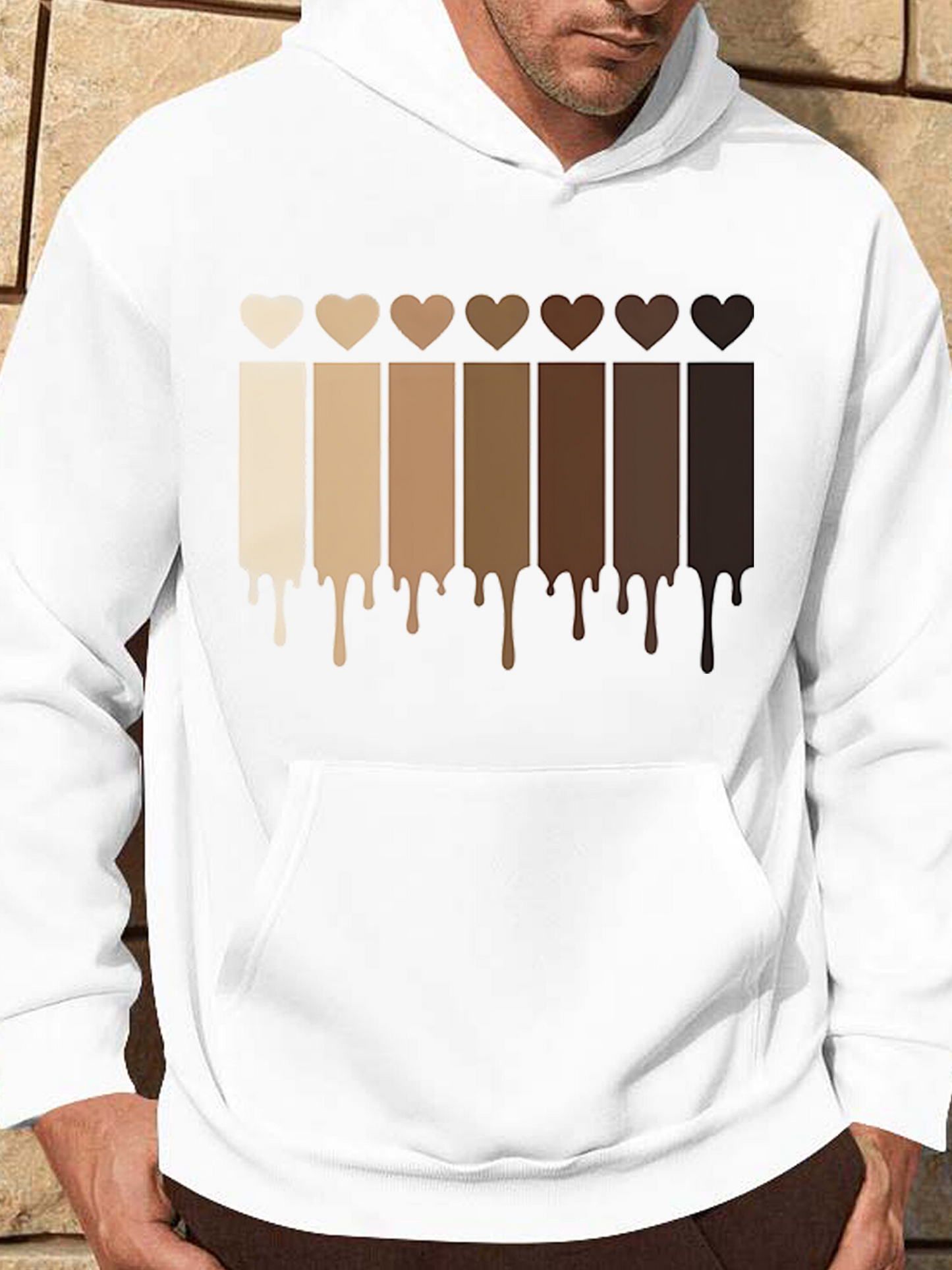 Men's Graphic Hoodie Hearts In Melting Gradient Dripping Paint Among Colorful Love Shapes