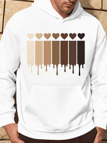 Men's Graphic Hoodie Hearts In Melting Gradient Dripping Paint Among Colorful Love Shapes