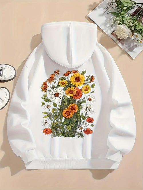 Women's Graphic Hoodie vivid garden blooms spring foliage among wildflowers hoodie