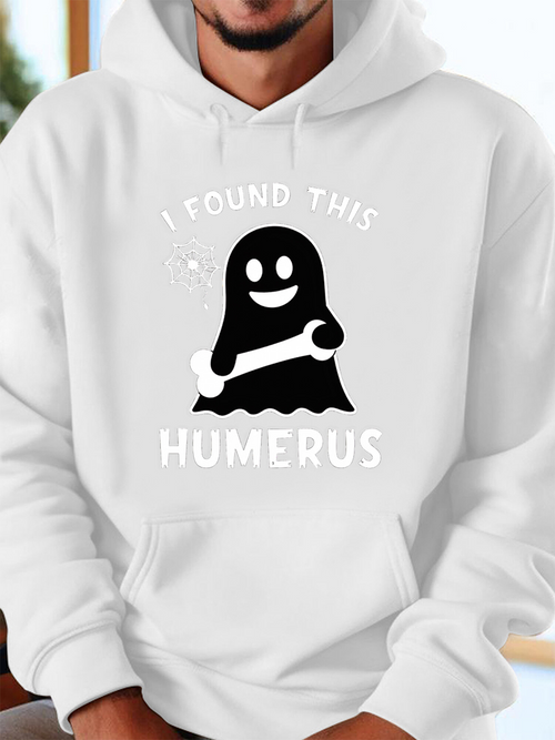 Men's Graphic Hoodie I Found This Playful Smiling Ghost Holding A Bright Bone Humerus