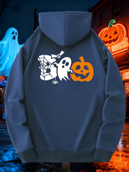 Men's Graphic Hoodie Cute Halloween Night With Ghost And Jack O Lantern Pumpkin