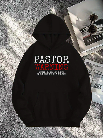 Men's Graphic Hoodie Pastor Warning Authenticity May Vary On Or Outside Duties In A Church Pastor