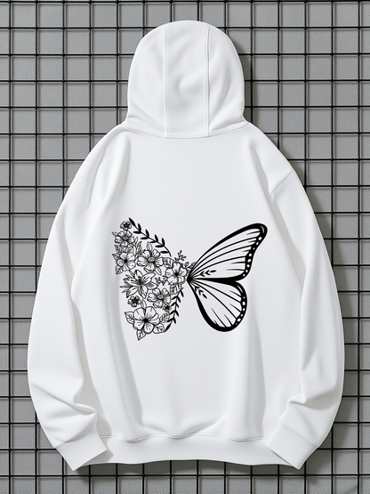 Men's Graphic Hoodie Delicate Blooming Flowers Forming A Graceful Butterfly Wing Butterfly