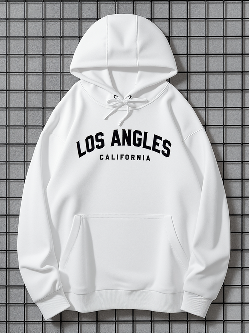 Men's Graphic Hoodie Los Angeles California Simple Bold Black Letters Hoodie