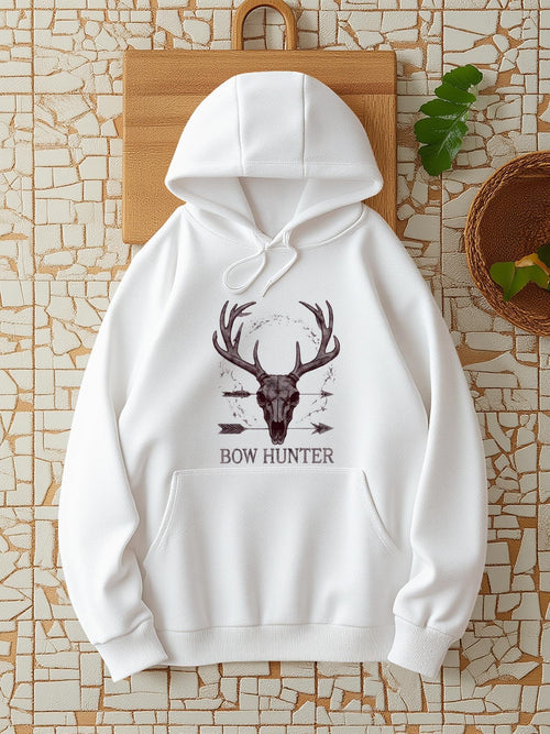 Women's Graphic Hoodie Bow Hunter Arrows And Forest Mist With Majestic Deer Head