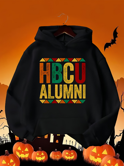 Men's Graphic Hoodie Colorful Geometric Pattern With Bold Block Letters HBCU Alumni