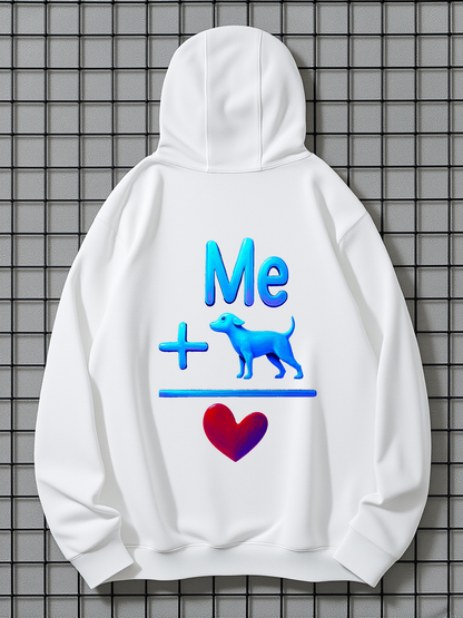 Men's Graphic Hoodie Me And Blue Dog With Gradient Heart Underneath Dog