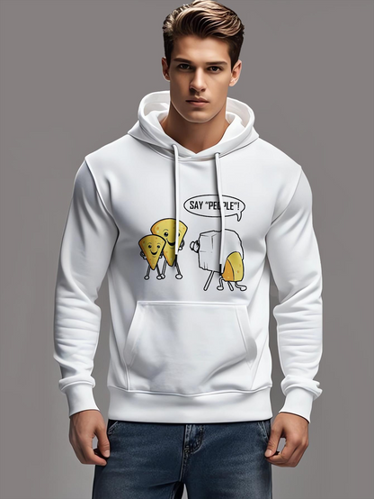 Men's Graphic Hoodie Say Please Cartoon Cheese Toast With Talking Slices Bread