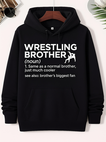 Men's Graphic Hoodie Wrestling Brother Definition Champion Fan Among Sport Silhouettes Hoodie