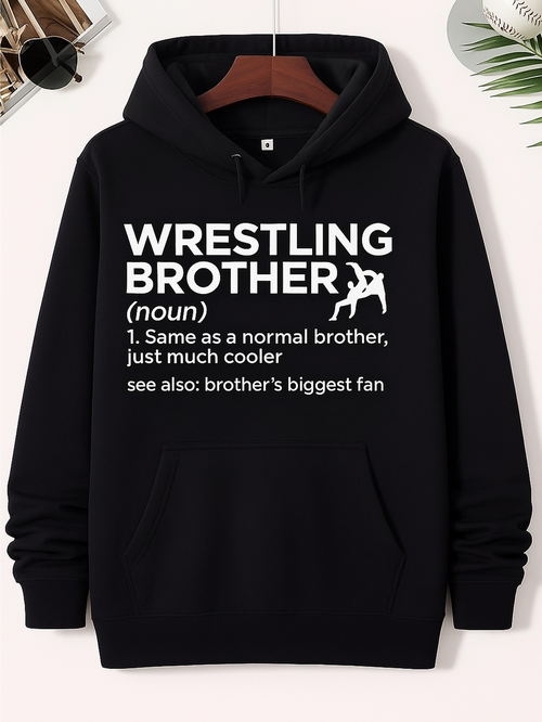 Men's Graphic Hoodie Wrestling Brother Definition Champion Fan Among Sport Silhouettes Hoodie