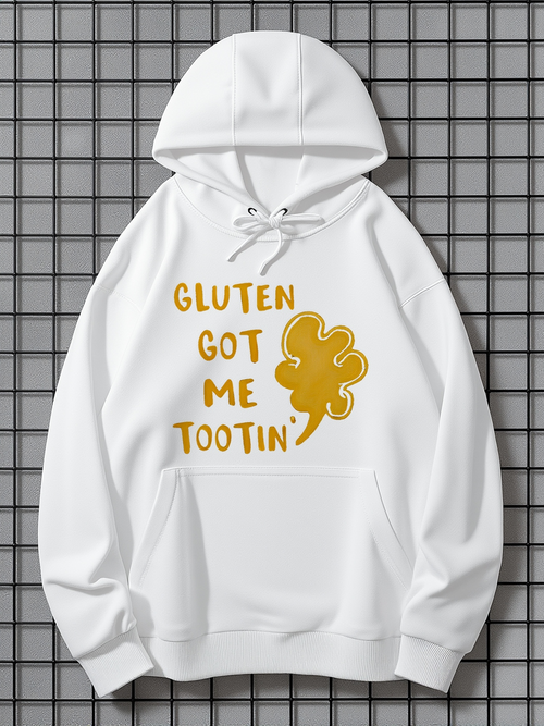 Men's Graphic Hoodie Gluten Got Me Tootin With Yellow Cloud Graphic Hoodie