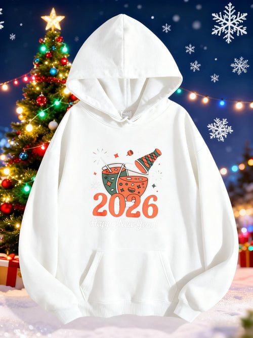Women's Graphic Hoodie Celebration Fireworks With Sparkling Champagne Toast 2026