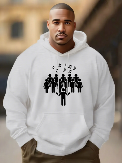 Men's Graphic Hoodie Musical Notes Floating Above Singing Choir Conductor