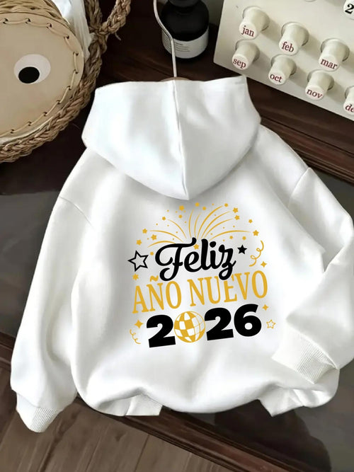 Women's Graphic Hoodie Gold Confetti And Sparkling Lettering Celebrating New Year Hoodie