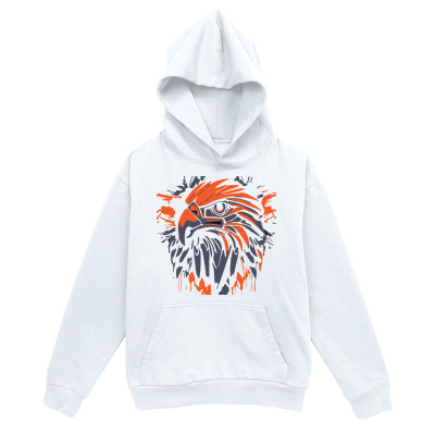 Men's Graphic Hoodie Vivid Abstract Flame Patterns Surrounding Fierce Majestic Eagle
