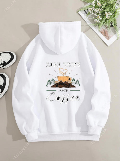 Women's Graphic Hoodie Camping Tent With Pine Trees Under Starry Night Mountains