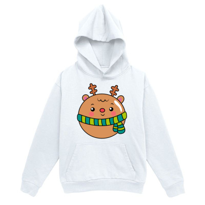 Men's Graphic Hoodie Playful Winter Deer With Striped Green Yellow Scarf And Happy Expression