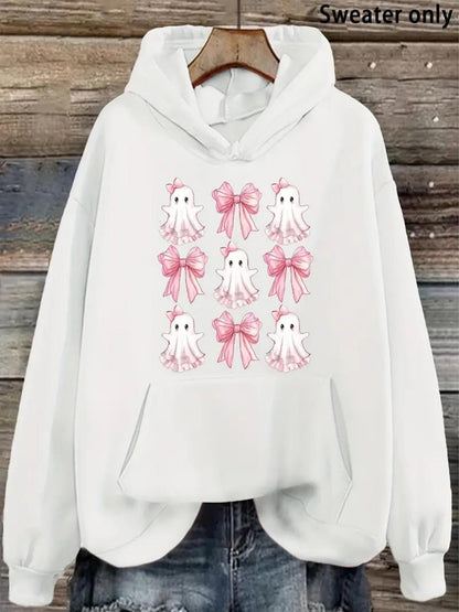 Women's Graphic Hoodie Playful Pink Bows And Delicate Cartoon Style Octopus