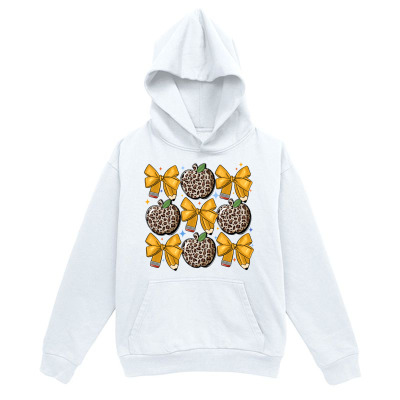 Men's Graphic Hoodie Golden Leopard Patterned Bows Surrounding Decorative Pumpkins Hoodie