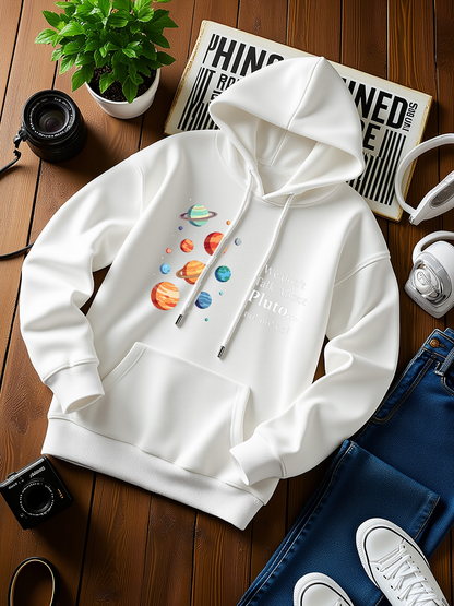 Men's Graphic Hoodie Colorful Space Planets Floating Among Vibrant Cosmic Stars Planets
