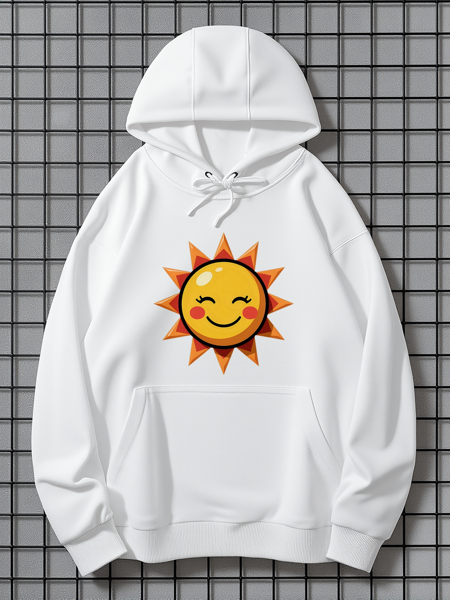 Men's Graphic Hoodie Warm Golden Rays With Happy Smiling Cartoon Sunshine Sun