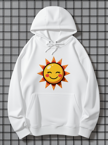 Men's Graphic Hoodie Warm Golden Rays With Happy Smiling Cartoon Sunshine Sun