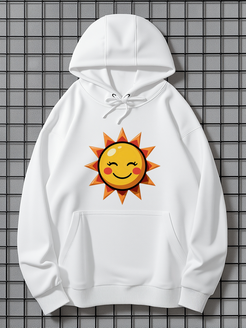 Men's Graphic Hoodie Warm Golden Rays With Happy Smiling Cartoon Sunshine Sun