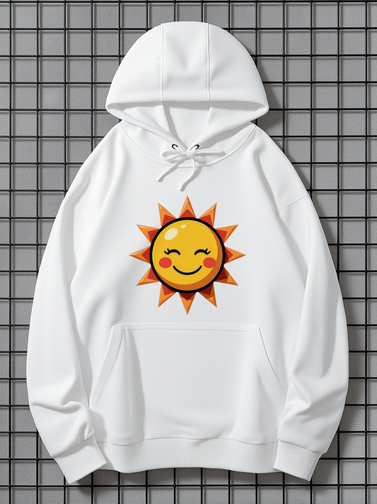 Men's Graphic Hoodie Warm Golden Rays With Happy Smiling Cartoon Sunshine Sun