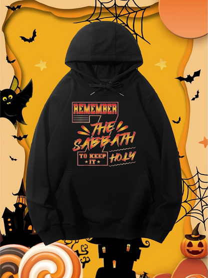 Men's Graphic Hoodie Remember The Sabbath To Keep It Holy Hoodie With Halloween Graphics