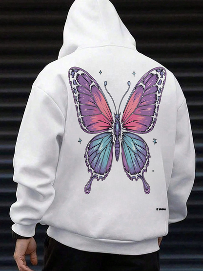 Men's Graphic Hoodie Colorful Majestic Butterfly With Subtle Shaded Wings And Graceful Markings Butterfly