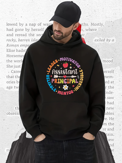 Men's Graphic Hoodie Leader Motivator Assistant Principal Surrounded By Colorful Flowers